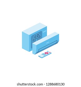 Air conditioning 3d vector icon isometric pink and blue color minimalism illustrate