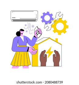 Air conditioning abstract concept vector illustration. Indoors air conditioning, smart cooling system, repair and maintenance service, local heating, energy saving solution abstract metaphor.