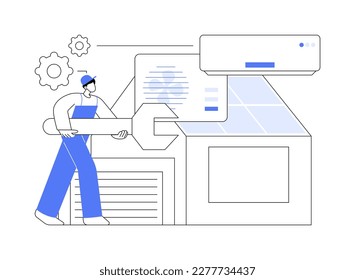 Air conditioning abstract concept vector illustration. Indoors air conditioning, smart cooling system, repair and maintenance service, local heating, energy saving solution abstract metaphor.