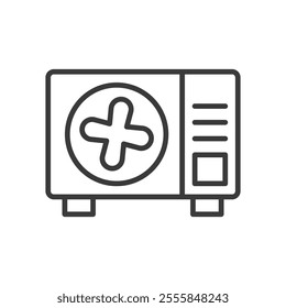 Air conditioning in apartment, icon in line design. Air, conditioning, apartment, cooling, ventilation, system, indoor on white background vector. Air conditioning in apartment editable stroke icon