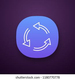 Air conditioning app icon. Circular arrow. Air circulation. Ventilation sign. Rotation. UI/UX user interface. Web or mobile application. Vector isolated illustration