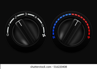 Air conditioning black selectors. Vector illustration on black background