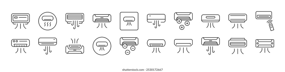 Aire acondicionado Paquete de iconos delgados. Trazo Editable. Conveniente para los Sitios web, libros, tarjetas, App