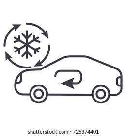 air conditioning, car service vector line icon, sign, illustration on background, editable strokes