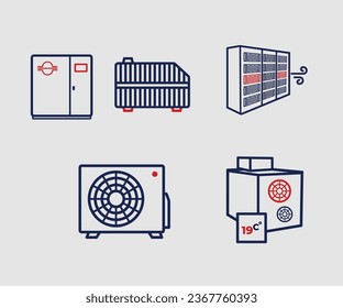 conjunto de iconos de aire acondicionado y control del climatizador