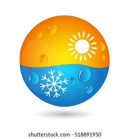 Air Conditioning Concept For Business, The Sun And Snowflake