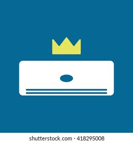 Air Conditioning, Air Conditioner With Crown Vector Flat Aircon Icon Design On Dark Background.