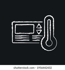 Air conditioning control chalk icon. Smart house. Thin line customizable illustration. Contour symbol. Vector isolated outline drawing.