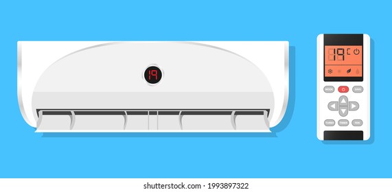 Air conditioning, cooling breeze blows cold Remote Control illustration vector