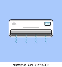 El aire acondicionado, la brisa de refrigeración sopla frío. Ilustración del vector