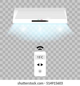 Air conditioning, cooling breeze blows cold. Air conditioning vector illustration on transparent background