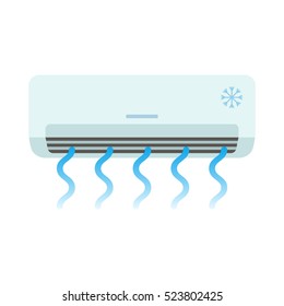 Air conditioning, cooling breeze blows cold. flat vector illustration isolate on a white background