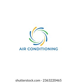 Air conditioning Cooling and heating house logo design blower fan and snowflake icon symbol in multiple colors. Abstract air illustration applied for air conditioning installation logo inspiration