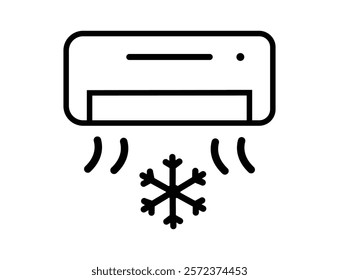 Air conditioning Heating and Cooling black  white icon set. winter simple line user interface vector.  collection  Air Conditioner icon design AC icon set. Outline a