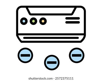 Air conditioning Heating and Cooling black  white icon set. winter simple line user interface vector.  collection  Air Conditioner icon design AC icon set. Outline a