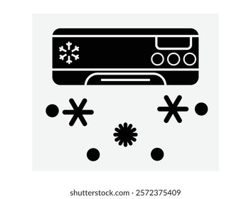 Air conditioning Heating and Cooling black  white icon set. winter simple line user interface vector.  collection  Air Conditioner icon design AC icon set. Outline a