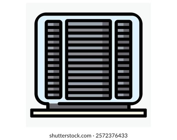 Air conditioning Heating and Cooling black  white icon set. winter simple line user interface vector.  collection  Air Conditioner icon design.