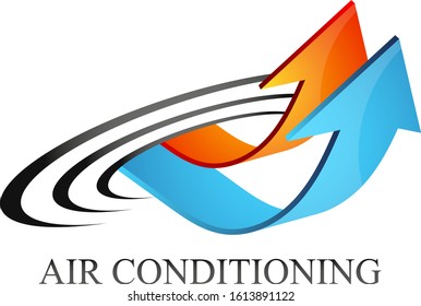 Air conditioning heating red and cooling blue arrows symbol