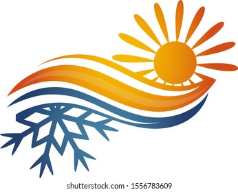 Air conditioning and heating sun snowflake symbol for business