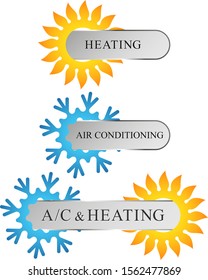 Air conditioning and heating symbol for business sun and snowflake set