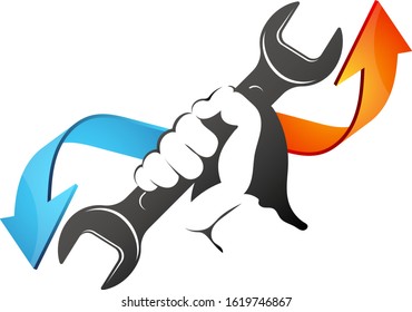 Air conditioning and heating wrench in hand repair