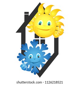 Air conditioning house cheerful symbol vector