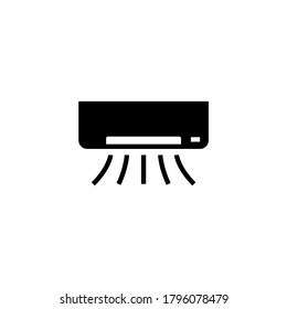 air conditioning Icon in black flat glyph, filled style isolated on white background