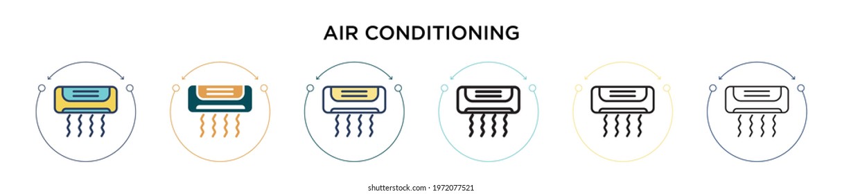 Air conditioning icon in filled, thin line, outline and stroke style. Vector illustration of two colored and black air conditioning vector icons designs can be used for mobile, ui, web
