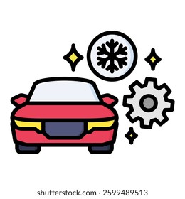 Air Conditioning Icon in Flat Color Style With Outline. Simple Flat Icon Vector. Simple Vector Design