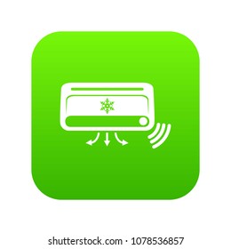 Air conditioning icon green vector isolated on white background