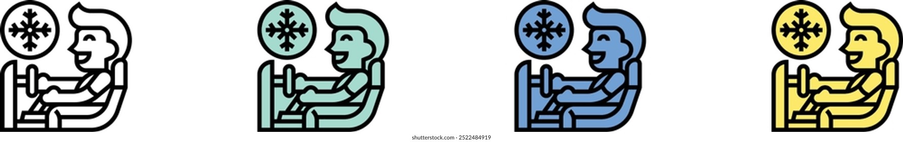 air conditioning icon. Outline, Green, Blue and Yellow Style Design Isolated On White Background