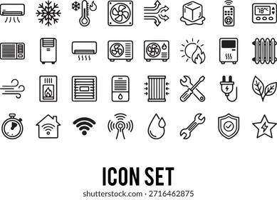 Air Conditioning icon set. Cooling appliance and heating symbol. Vector illustration