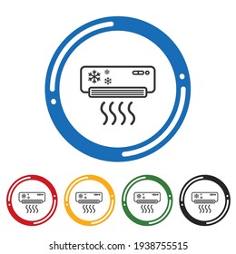 Air conditioning icon set. flat design vector illustration in 5 colors options for webdesign