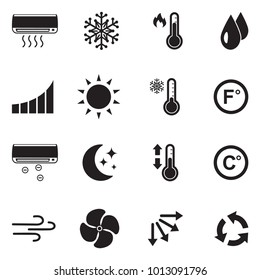 Air Conditioning Icons. Black Flat Design. Vector Illustration. 