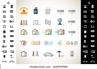 Air Conditioning Icons. Heating and cooling equipment.