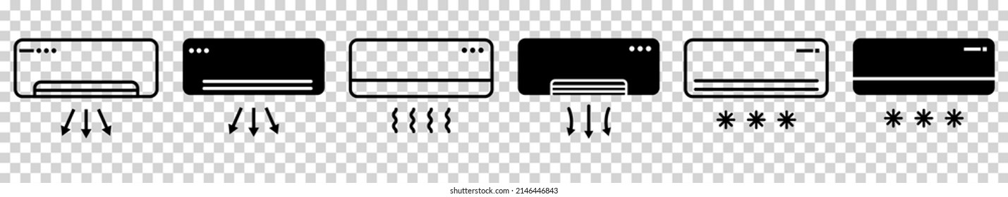 Air conditioning icons set. Vector illustration isolated on transparent background