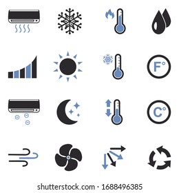 Air Conditioning Icons. Two Tone Flat Design. Vector Illustration.