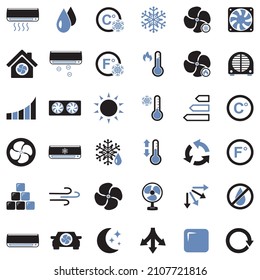 Air Conditioning Icons. Two Tone Flat Design. Vector Illustration.