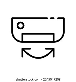 Air conditioning line icon. Summer, heat, device, cooling, cold, coolness, filter, air flow, temperature, clean, climate. Technology concept. Vector black line icon on a white background