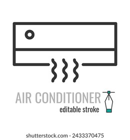 air conditioning line icon.AC symbol.cooling breeze blows cold pictogram.Air flow condition sign. Vector graphics illustration EPS 10. Editable stroke