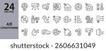 Air Conditioning line icons set with Temperature, Conditioner, Fan, Ventilation, Cooling, Heating and more. Editable Stroke