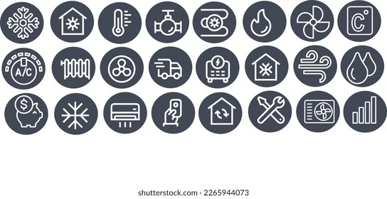 Air Conditioning Line Icons vector design