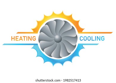 air conditioning - logo design with sun and fan
