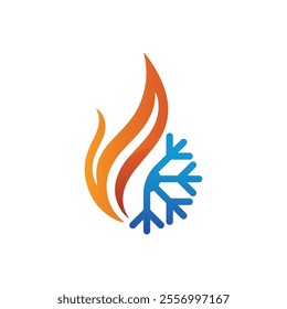 Air Conditioning Logo, HVAC Logo Concept with Fire Heating Cooling Snowflake Conditioning symbol
