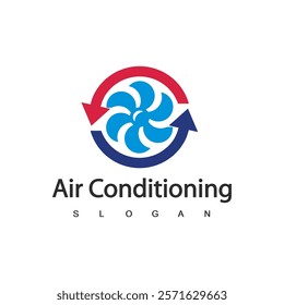 Air Conditioning Logo, HVAC Logo Concept with Fire Heating Cooling Snowflake Conditioning symbol