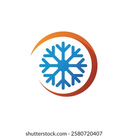 Air Conditioning Logo, HVAC Logo Concept with Fire Heating Cooling Snowflake Conditioning symbol
