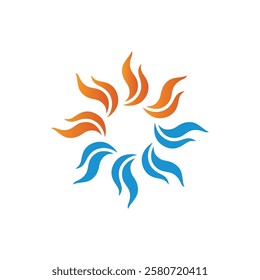 Air Conditioning Logo, HVAC Logo Concept with Fire Heating Cooling Snowflake Conditioning symbol