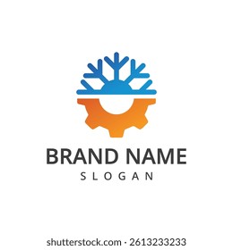 Air Conditioning Logo, HVAC Logo Concept with Fire Heating Cooling Snowflake Conditioning symbol