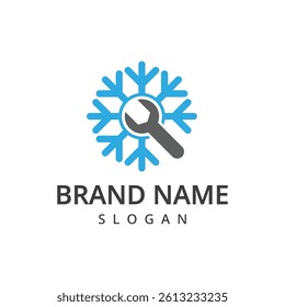 Air Conditioning Logo, HVAC Logo Concept with Fire Heating Cooling Snowflake Conditioning symbol