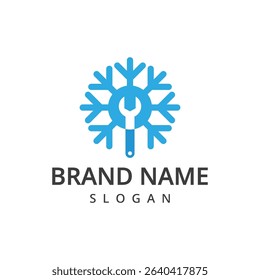 Air Conditioning Logo, HVAC Logo Concept with Fire Heating Cooling Snowflake Conditioning symbol